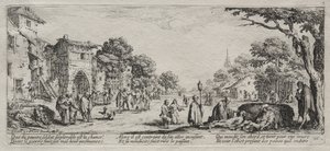 Las Grandes Miserias de la Guerra: Los Mendigos y los Moribundos, 1633 de Jacques Callot