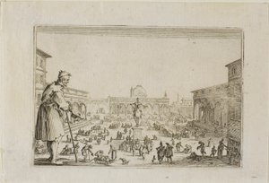 La marcha desde el Palacio de la Anunciación a Florencia, de Los Caprichos de Jacques Callot
