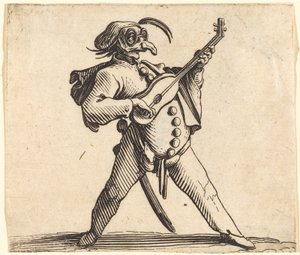 El Comediante Enmascarado Tocando una Guitarra de Jacques Callot