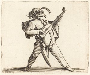 El Comediante Enmascarado Tocando una Guitarra de Jacques Callot