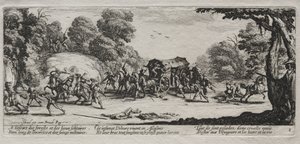 Las miserias de la guerra: Robo en la carretera, 1633 de Jacques Callot