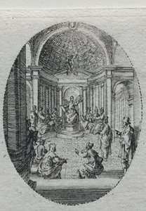 Los Misterios de la Pasión: Cristo disputando con los doctores de Jacques Callot