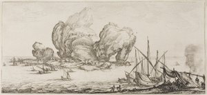 La batalla naval, de varias escenas diseñadas en Florencia