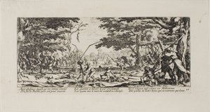 Los campesinos se vengan, lámina diecisiete de Las miserias de la guerra de Jacques Callot