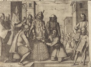 La Reina Colocando la Primera Piedra para la Iglesia de las Clarisas Pobres en España [verso] de Jacques Callot