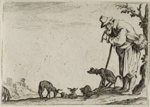 El pastor tocando una flauta, de Los Caprichos de Jacques Callot