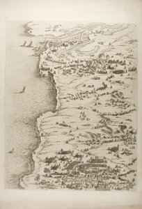 El asedio de La Rochelle, placa uno de Jacques Callot