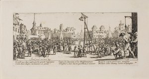 El estraperlo, lámina diez de Las miserias de la guerra de Jacques Callot