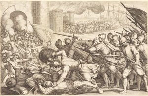 Las tropas forzando la puerta de una ciudad de Jacques Callot
