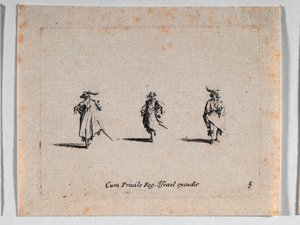 Tres caballeros, de Les Fantaisies de Noble J. Callot ... de Jacques Callot