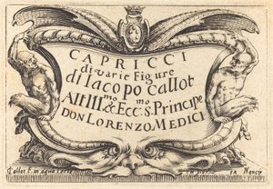 Página de título para "Los Capricci" de Jacques Callot