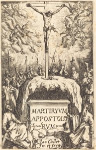 Página de título para "Los martirios de los apóstoles" de Jacques Callot