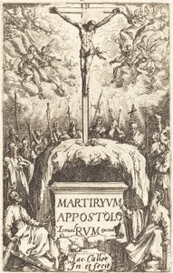 Página de título para "Los martirios de los apóstoles" de Jacques Callot