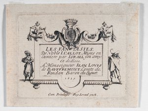 Portada de Les Fantaisies ... (aguafuerte) de Jacques Callot