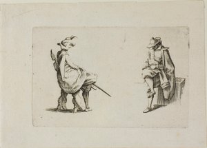 Dos hombres sentados, de Los Caprichos de Jacques Callot