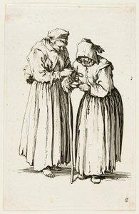 Dos mujeres mendigas, placa ocho de Los Mendigos de Jacques Callot