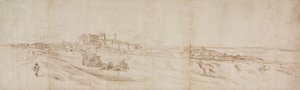 Vista del Castello Bracciano, cerca de Roma con Carruaje y Figuras de Jacques Callot