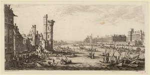 Vista del Louvre y de la antigua Porte de Nesle (IFF 667). de Jacques Callot