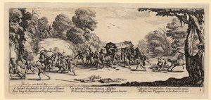 Ataque a una diligencia, lámina 8 de la serie «Los horrores de la guerra» de Jacques Callot