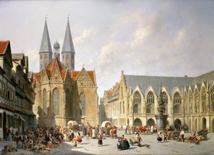 La plaza del mercado de la ciudad vieja, Brunswick, 1890 de Jacques Carabain