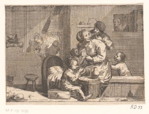 Escena doméstica con un niño en el pecho de Jacques Dassonville