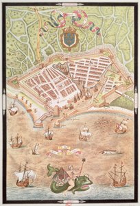 Facsímil de un plano de Le Havre en 1583, de 