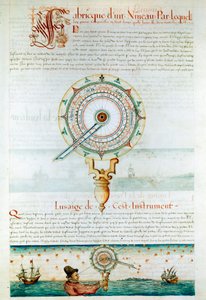 Instrumentos de navegación: navegante usando un astrolabio. Página tomada de 
