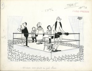 Paris-Presse, satírico en B  W de Jacques Faizant