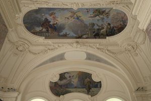 Décoration du pavillon Nord du Petit Palais - Le triomphe de Paris (techo) - París, capital intelectual (Demi-coupole), entre 1913 y 1919 (óleo) de Jacques Fernand Humbert