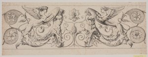 Friso decorativo con centauros y esfinges de Jacques Francois Joseph Saly
