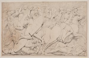 Escena de batalla con enemigos caídos de Jacques Francois Joseph Saly