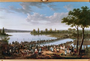 El paso del Danubio por Napoleón antes de la batalla de Wagram ... (pintura sobre lienzo) de Jacques Francois Joseph Swebach