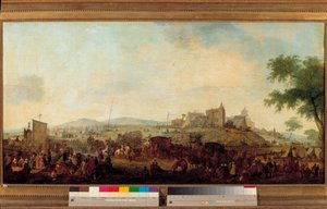 Vista del campamento de maniobras militares establecido bajo el mando del Príncipe de Condé cerca de Saint Omer del 5 de agosto al 25 de septiembre de 1788 de Jacques Francois Joseph Swebach