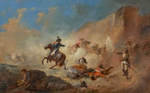Combate de caballeros ingleses y franceses