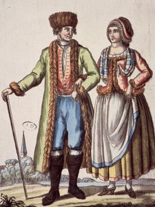 Pareja de Praga, grabado por Jacques Grasset de Saint-Sauveur