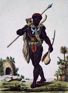 Hombre de la tribu Namaquas, África, grabado de la Enciclopedia de viajes