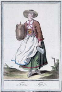 Mujer de Tirol - en Encyclopedia of Travels por Grasset St Sauveur, ed. 1796