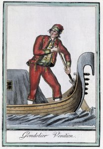 Gondolero en Venecia - en "Encyclopédie des voyages" de Grasset Saint Sauveur, ed. París 1796