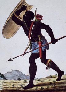 Guerrero Juida, África, grabado de la Enciclopedia de viajes