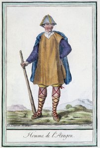 Hombre de Aragón (España) - en “Encyclopedia of Travels” de Grasset St Sauveur, ed. 1796 de Jacques Grasset de Saint Sauveur