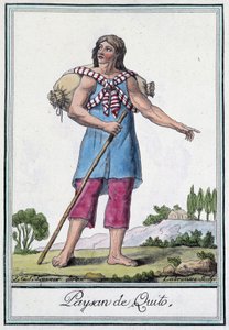 Campesino de Quito (Ecuador) - en Encyclopedia of Travels por Grasset St Sauveur, ed. 1796 de Jacques Grasset de Saint Sauveur