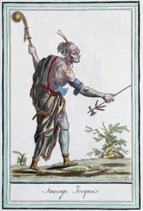 Salvaje iroqués - en "Encyclopedia of travels" de Grasset St Sauveur, París