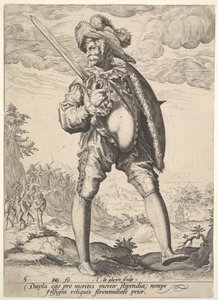 Soldado, armado con espada ancha y escudo, de Oficiales y Soldados, 1587 de Jacques II de Gheyn