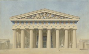 Templo T de Selinunte (Sicilia), alzado restaurado de la fachada principal