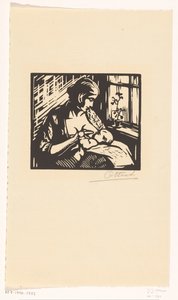 Mujer amamantando a un niño de Jacques Jeichienus Ottens (signed by artist)