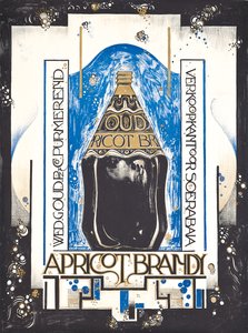 Póster publicitario de brandy de albaricoque, para el vendedor de vino y jerez Oud, c.1920 de Jacques Jongert
