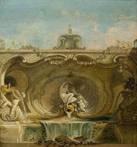 Diseño de fuente. Náyade y putto, c. 1740 de Jacques Lajoue de