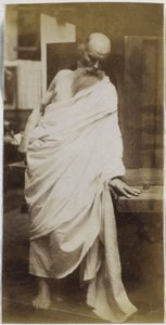 Estudio de un modelo masculino, un anciano con barba y vestido con un paño blanco, en el estudio de Jacques de Lalaing