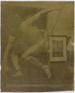 Estudio de un modelo desnudo masculino agachado con un arco en la mano, en el estudio de Jacques de Lalaing de Jacques Lalaing (attributed to)