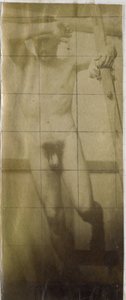 Estudio de un modelo desnudo masculino, colgado en un andamio de madera, en el estudio de Jacques de Lalaing de Jacques Lalaing (attributed to)